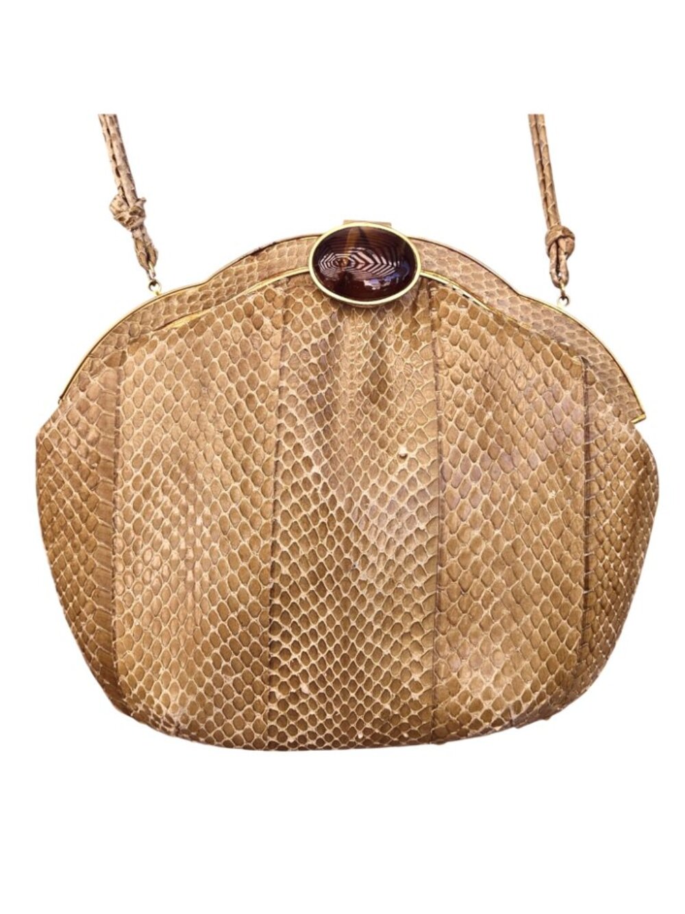 Vintage 1970s Susan Gail Snakeskin Handbag Purse Crossbody Tan - Picture 12 of 14